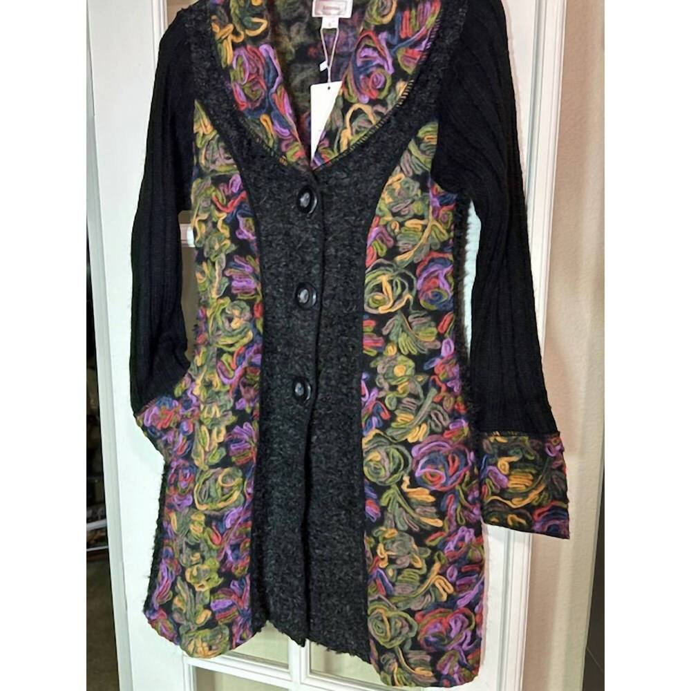 NEW RISING INTERNATIONAL emb.patchwork flower coat